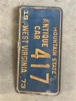 1973 West Virginia license plate