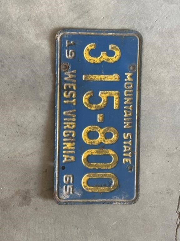 1965 West Virginia license plate
