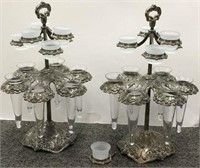2 Silver Plate Vase & Candleholder Center Pieces