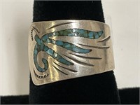 Sterling Inlaid Turquoise Ring 6.1gr TW Sz 7