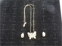 Vintage Monet Butterfly Necklace with Earrings