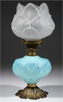 TULIP MINIATURE STAND LAMP, blue opalescent with