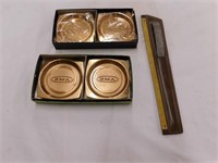 2 sets of Hyde Park brass ashtrays marked BMA in