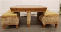 BEACH CRAFT BAMBOO AND WOVEN COFFEE TABLE