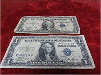 (2)1935C $1 Dollar silver certificate US