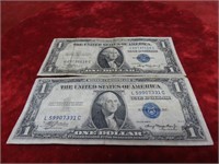 (2)1935A $1 Dollar silver certificate US