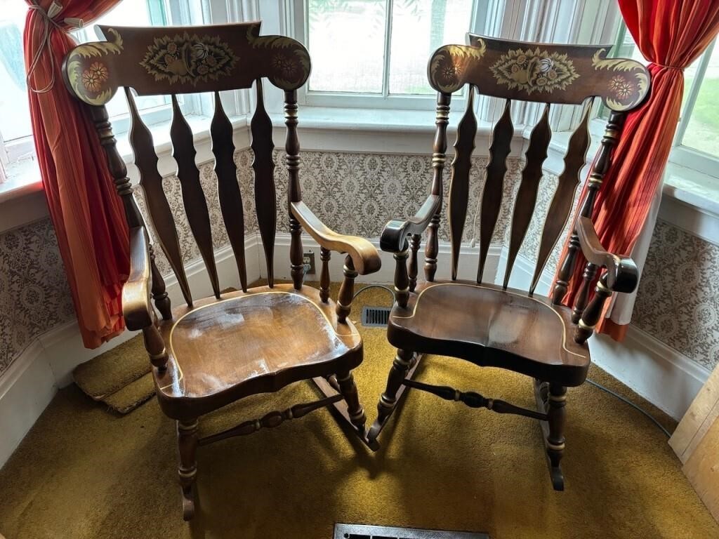 Pair of Large Wooden Rocking Chairs