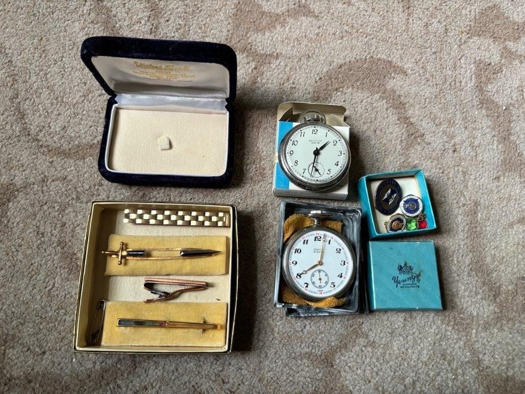 Pocket Watches, Tie Pins, Buttons