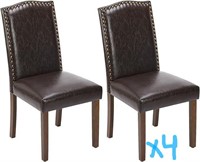 Upholstered Leather Dining Chairs Set of 4