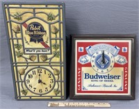 Beer Advertising Clocks; Pabst & Budweiser