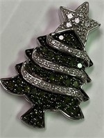 Christmas tree Pendant with Green Gem stones