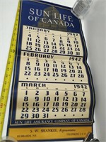 1942 Sun Life calendar