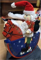 Wooden Rocking Horse Nutcracker Santa