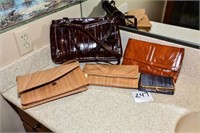 5 ASST. EEL SKIN PURSES - NEW COND.