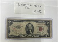 LOT#92) 1953 $2 RED SEAL STAR NOTE