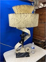 Vintage Chalkware Lamp Fiberglass Shade 50's ? #1
