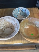 3 Signed Studio Pottery Bowls