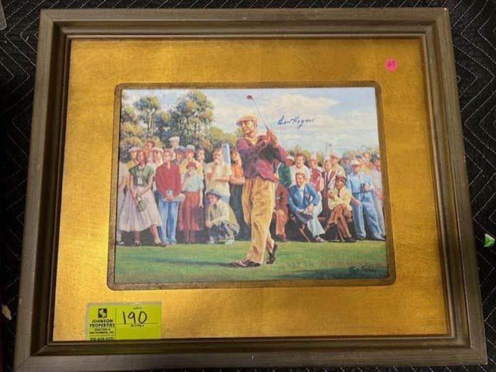 BEN HOGAN NICE PRINT WITH AUTOGRAPH FRAMED WITH WO