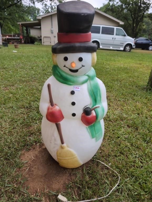 Vintage snowman large blow mold