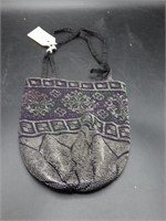 VTG Art Deco black/silver metal beaded purse