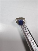 Lapis and Silver ring 7 marked Sterling