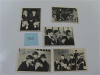 5 Vintage Black  & White Beatles Trading  Cards