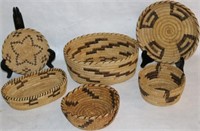 COLLECTION OF 6 PAPAGO BASKETS, 5" TO 9"W