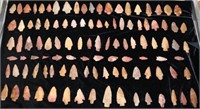 LOT OF 105 STONE ARROWHEADS & POINTS, 1" - 3 1/4"
