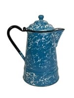 Blue Swirl Enamelware / Agate Coffee Pot