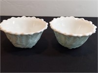 2pc Indiana Cabbage Rose Opal Mill Glass Bowls
