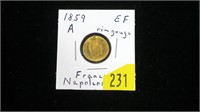 1859A gold 5 francs, France Napoleon III, rim