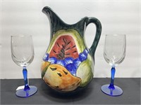 Ceramic Pitcher and Glasses