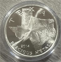 1oz 2014 Long Horn Cattle Silver Round