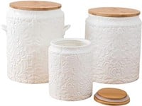 White Ceramic Jar, Ceramic Kitchen Canisters with