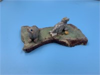 2 Soapstone carvings of seals on beautiful green s