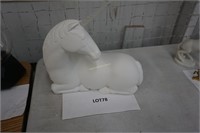 solid white ceramic unicorn statue with frosted