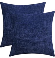 Pack of two chenille navy blue pillow covers