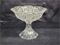 VINTAGE CUT GLASS PEDESTAL BOWL