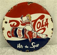 Round "PEPSI-COLA HITS THE SPOT" Advertising Sign