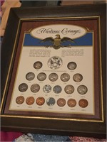 Wartime coinage framed coins