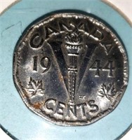 1944 5 CENT CANADA MS 65 V NICKEL NO CHROME