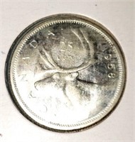 1958 MINT STAT 25 CENT SILVER COIN