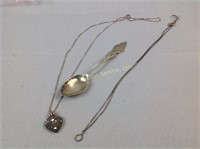 Sterling necklaces and spoon