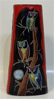 SWEET MID CENT SPANISH POTTERY VASE W OWLS