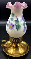 Beautiful Fenton White Satin Hp Courting Lamp