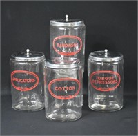 4 pcs "Apothocary" Jars With Lids 7"h