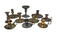Grouping of 10 Antique Chamber & Candlesticks