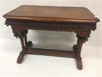 Carved Lion Head Center Table w/ Drawer