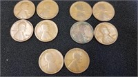 (10) 1912 Lincoln Wheat Pennies