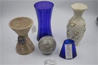 Cobalt Blue Vases, Vintage Ceramic Rose Art Vase,